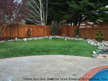 Fake Grass Carpet Saratoga, California Home Putting Green, Backyards artificial grass